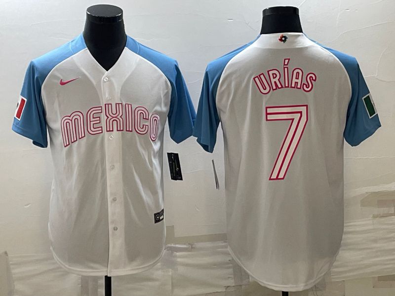 Men 2023 World Cub Mexico #7 Urias White blue Nike MLB Jersey3->more jerseys->MLB Jersey